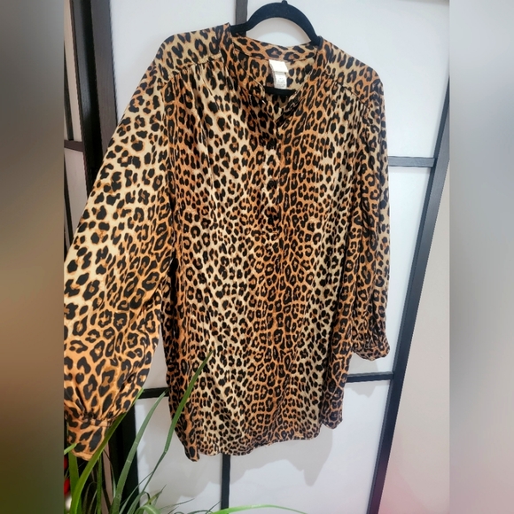 Leopard Print Shirt Dress Size L - Picture 3 of 4